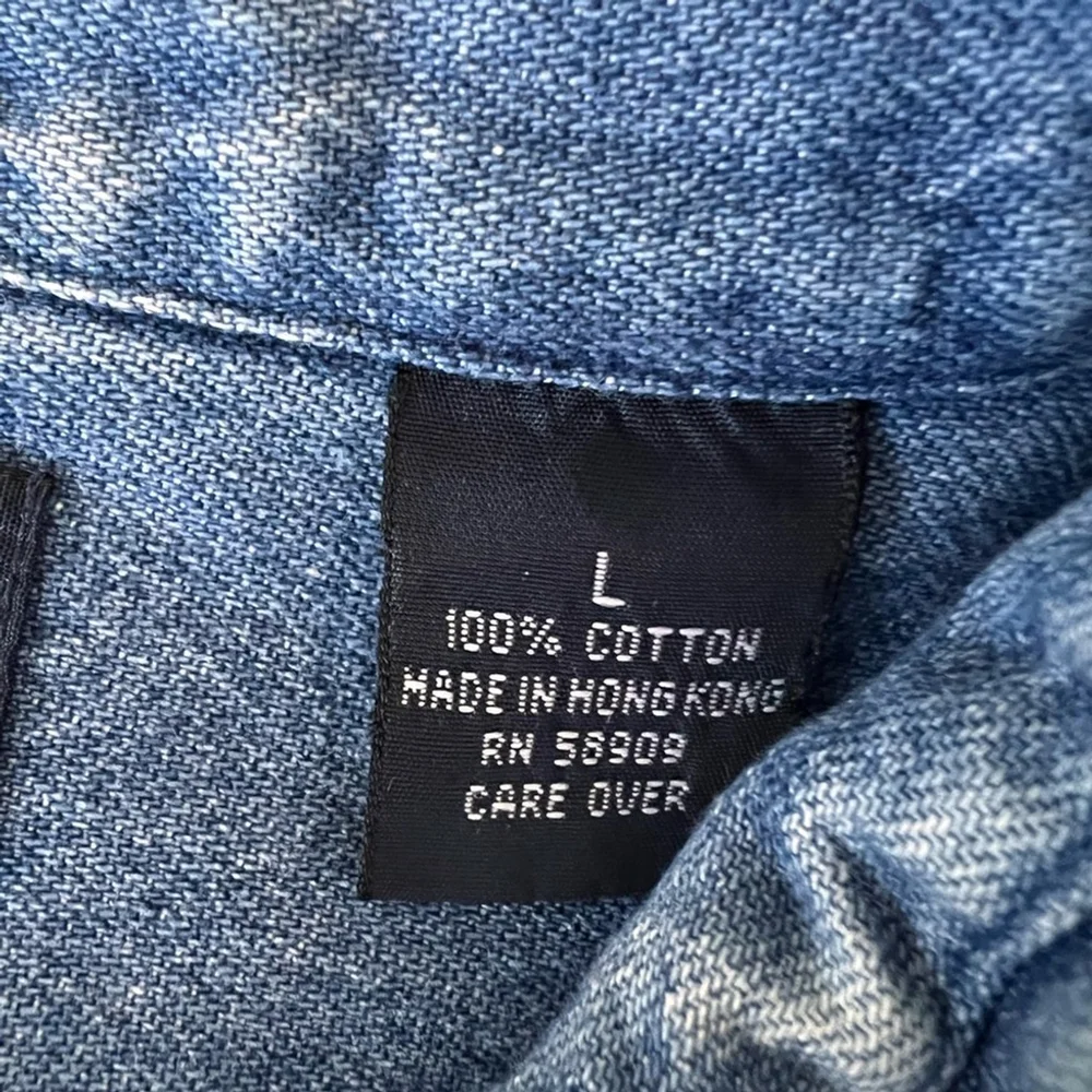 Roundtree & Yorke Denim Button Down Long Sleeve Shirt Size L - Picture 6 of 7